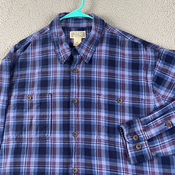 Duluth Trading Co Flannel Shirt Men's XL Blue Plaid Work Rugged Cabincore - Picture 1 of 8